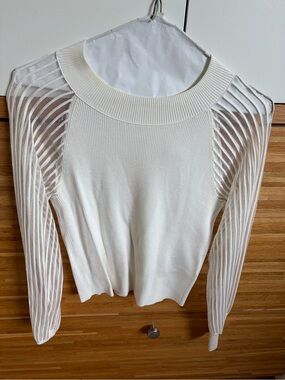 Club Monaco Sheer-Sleeve Sweater Top
